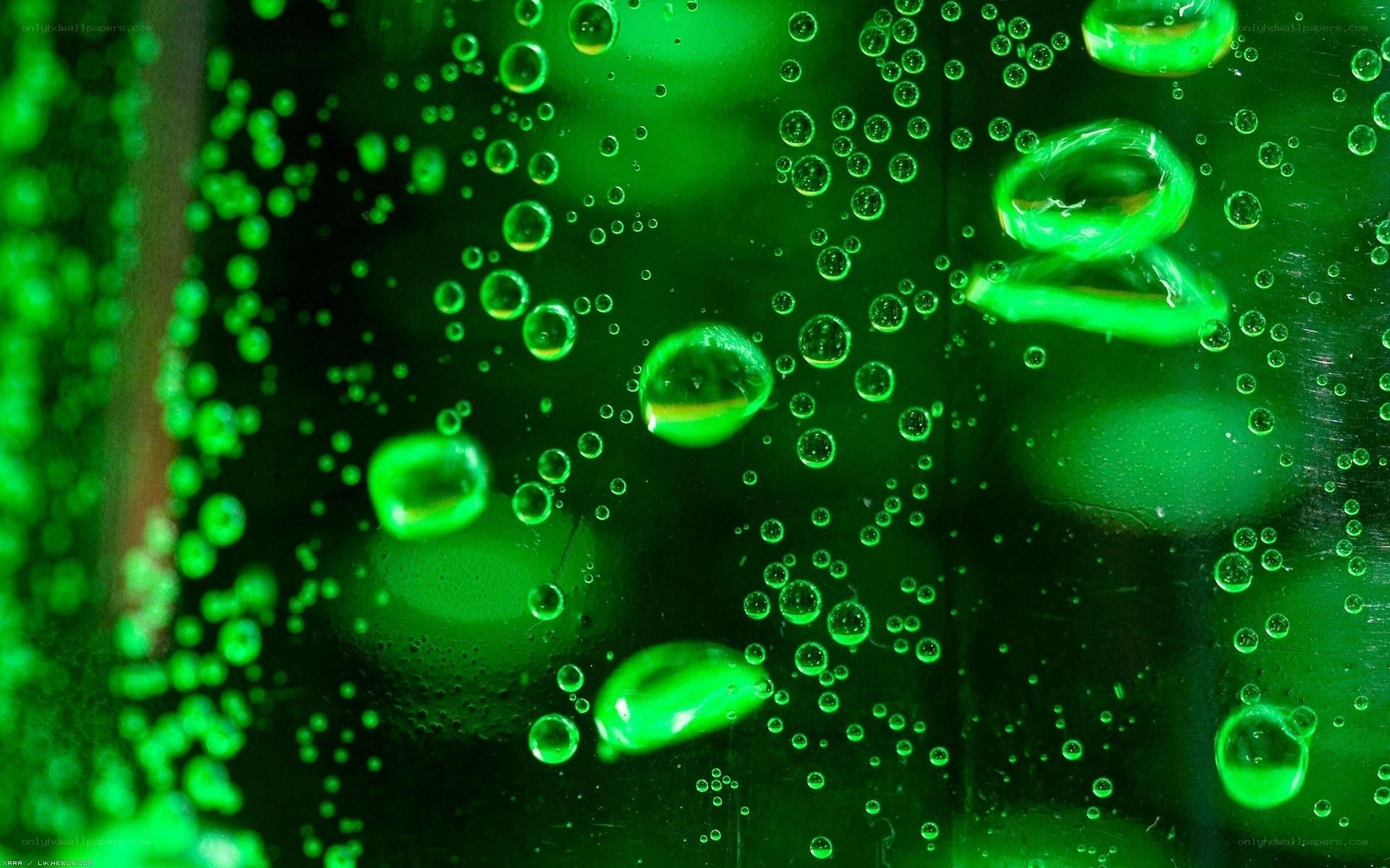 green bubbles in liquid
