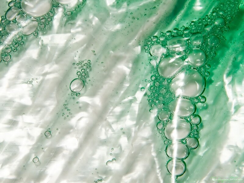 green bubbles in liquid