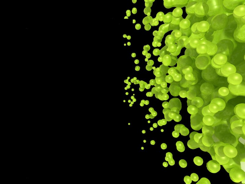 green bubbles on black background
