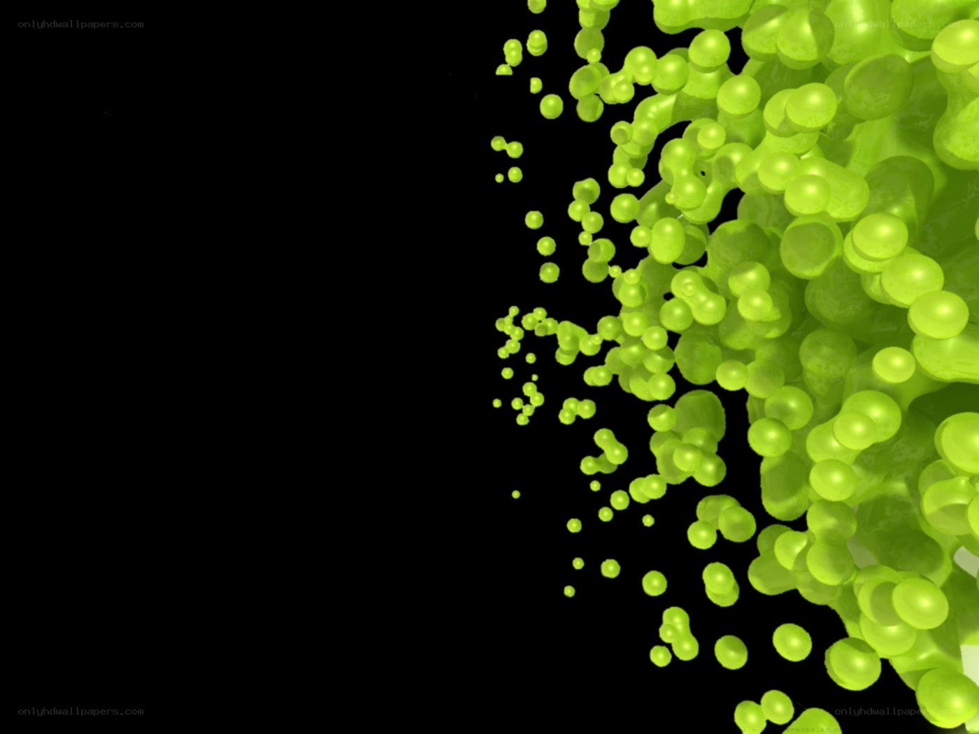 green bubbles on black background