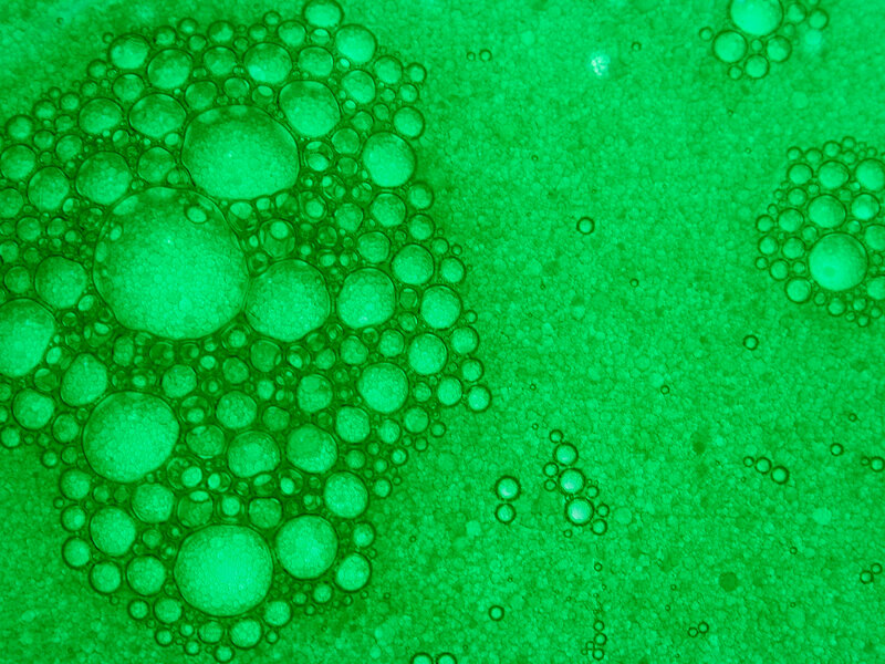 Green Bubbles on Surface