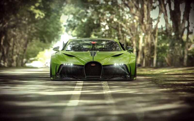 Green Bugatti Hypercar — Dramatic