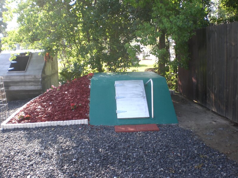 Green bunker with metal door