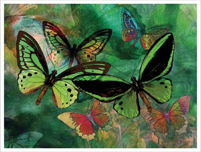 Green Butterflies in Flight