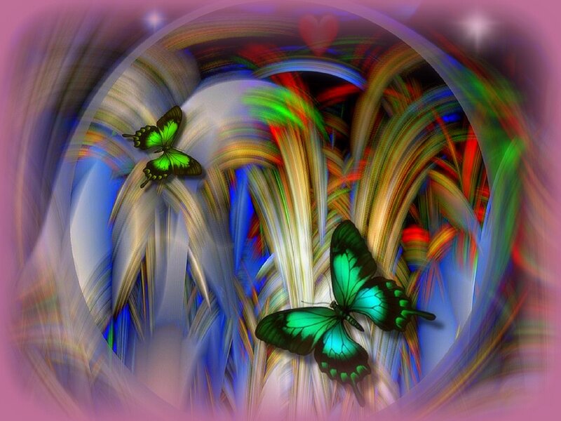 Green Butterflies in Fractal