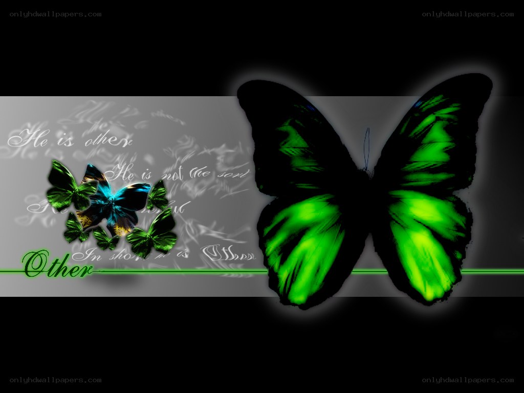 Green butterflies with text