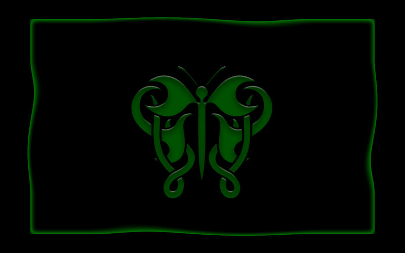 green butterfly emblem