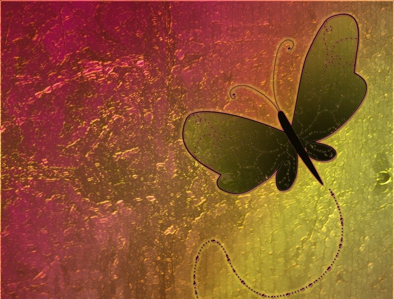 Green Butterfly Illustration — Red