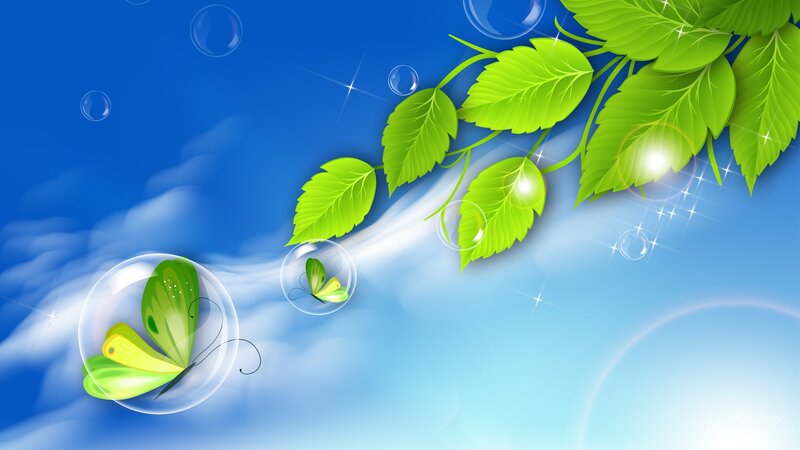Green Butterfly in Bubble