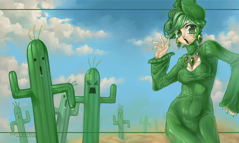 green cactus girl in desert