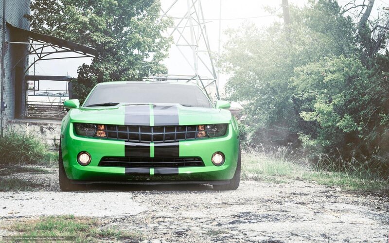 Green Camaro Car — Dramatic, Afternoon, Photograph, Trees