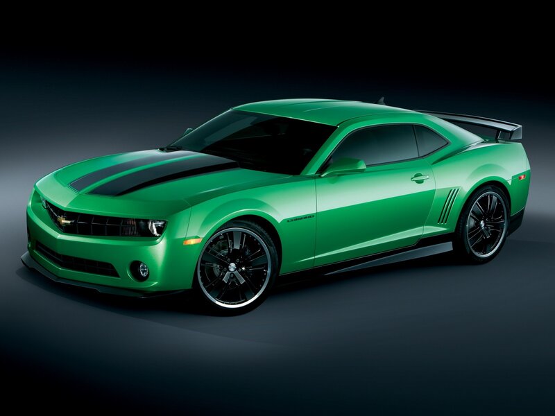 Green Camaro Car — Dramatic
