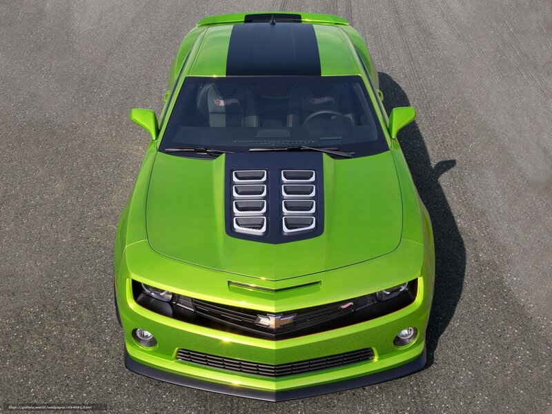 green camaro from above