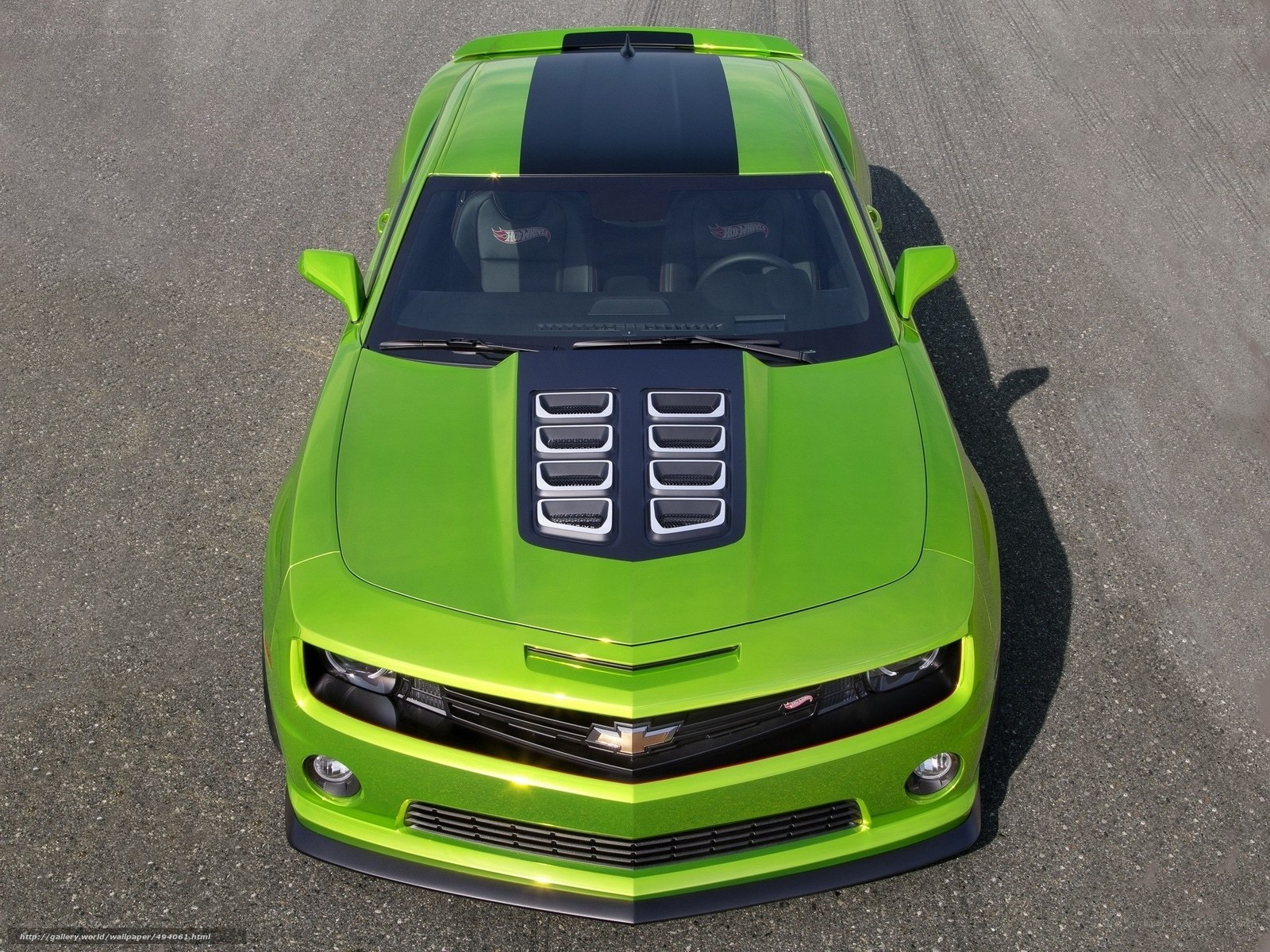 green camaro from above