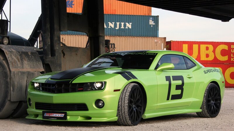 green camaro race car