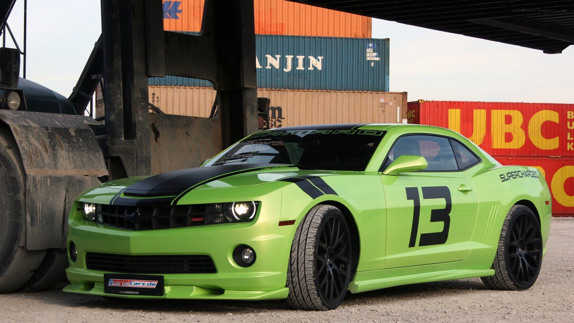 green camaro race car