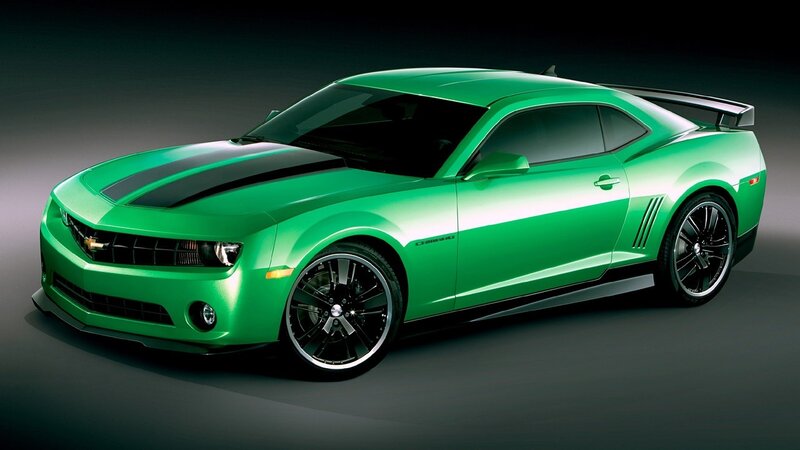 green camaro sports car