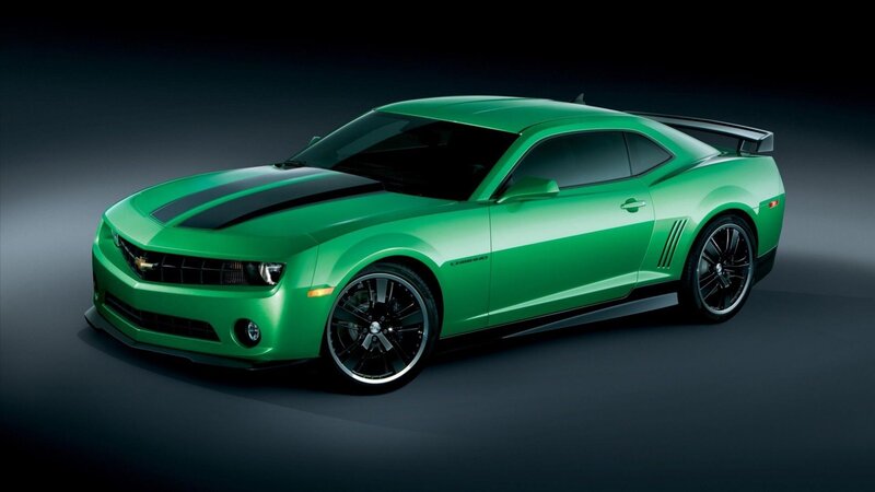 green camaro sports car