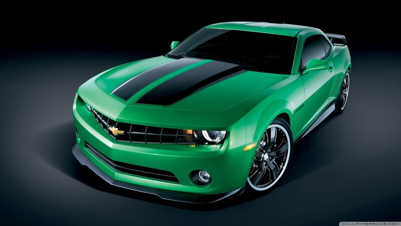 green camaro sports car