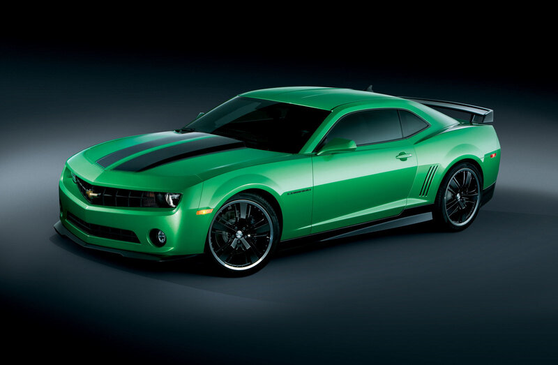 Green Camaro sports car