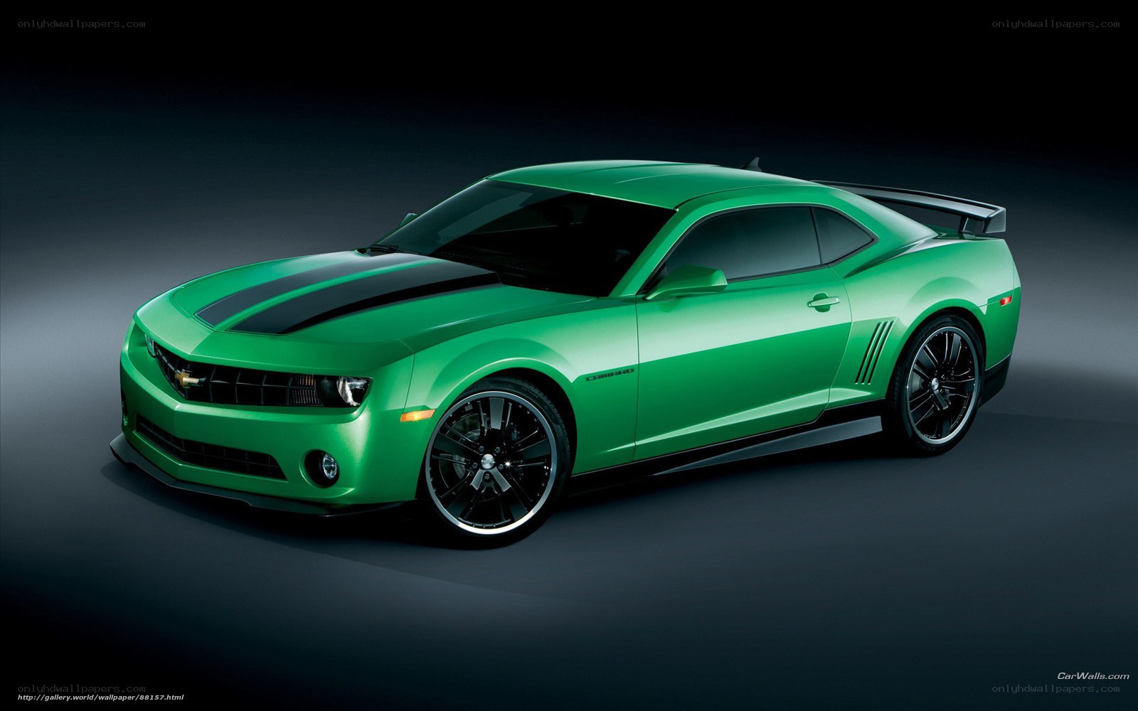 green camaro sports car