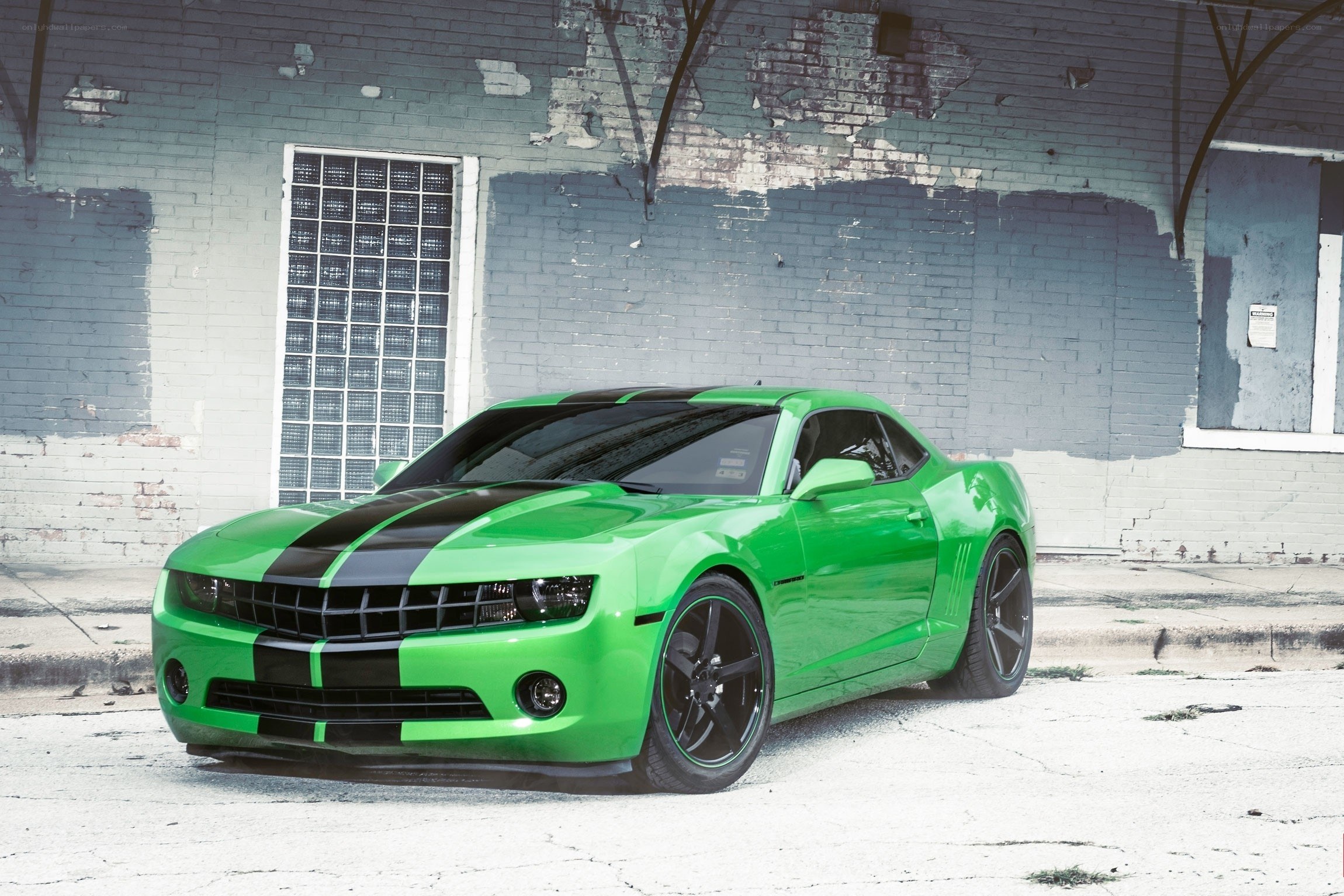 green camaro with black stripes