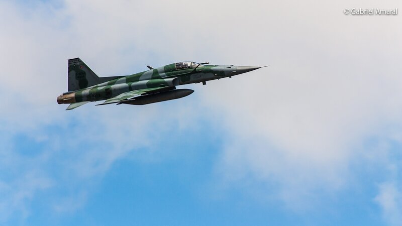Green camo jet in flight