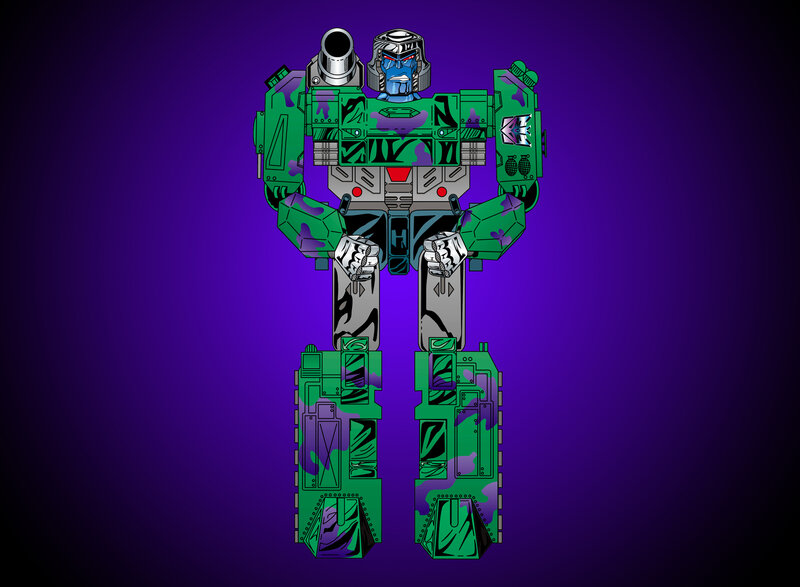 green camo robot character