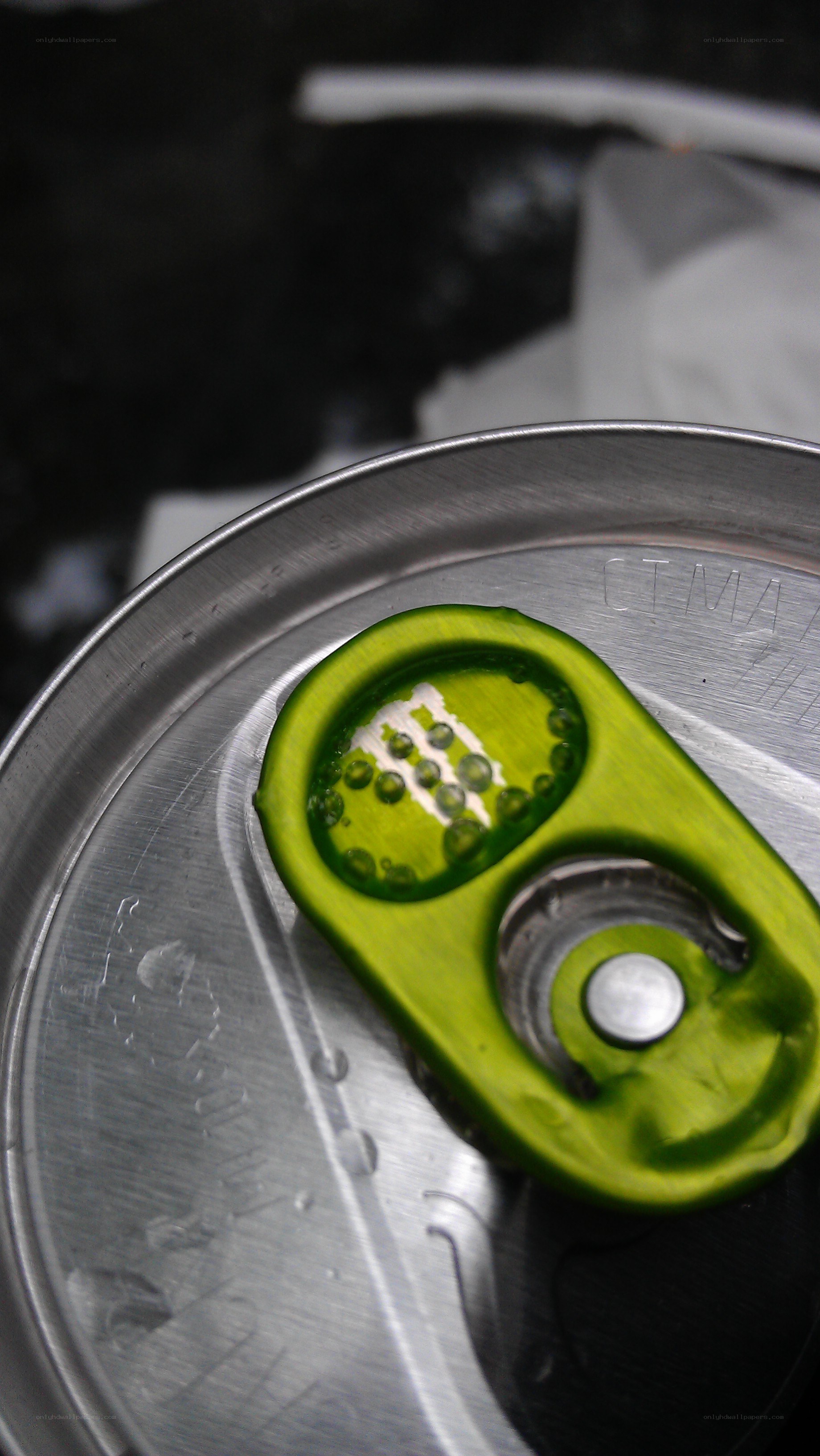 green can tab close-up