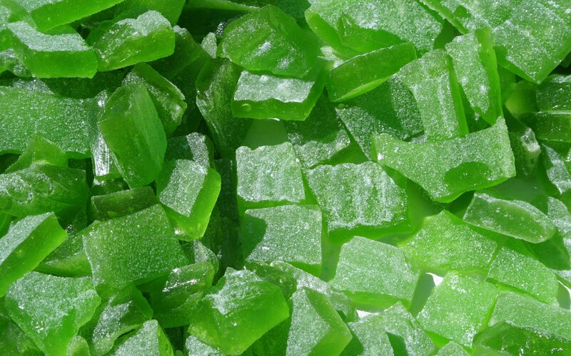 green candied fruit pieces