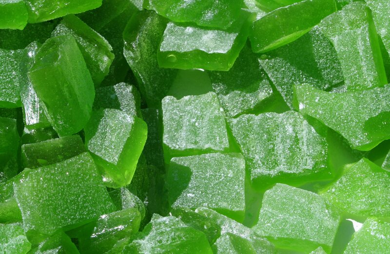 green candied fruit pieces
