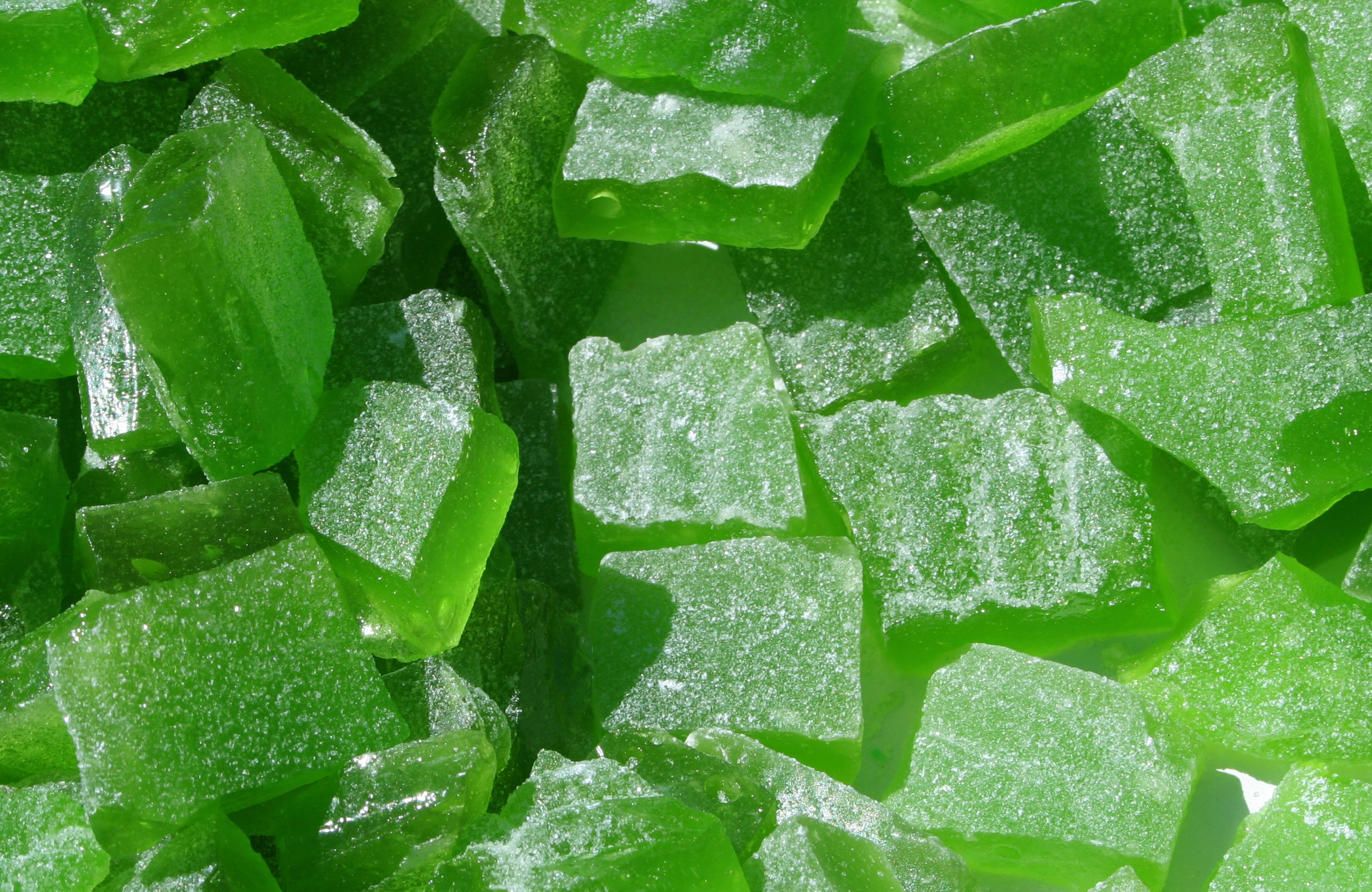 green candied fruit pieces