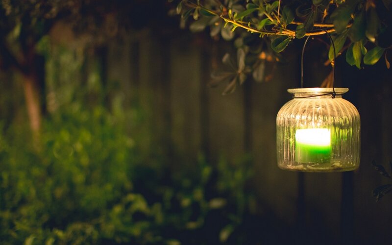 Green Candle in Glass Jar