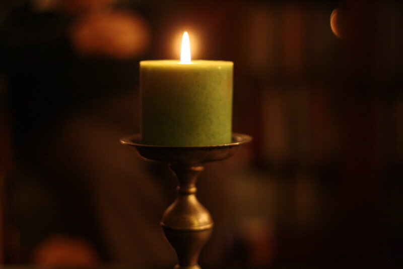 Green Candle in Holder