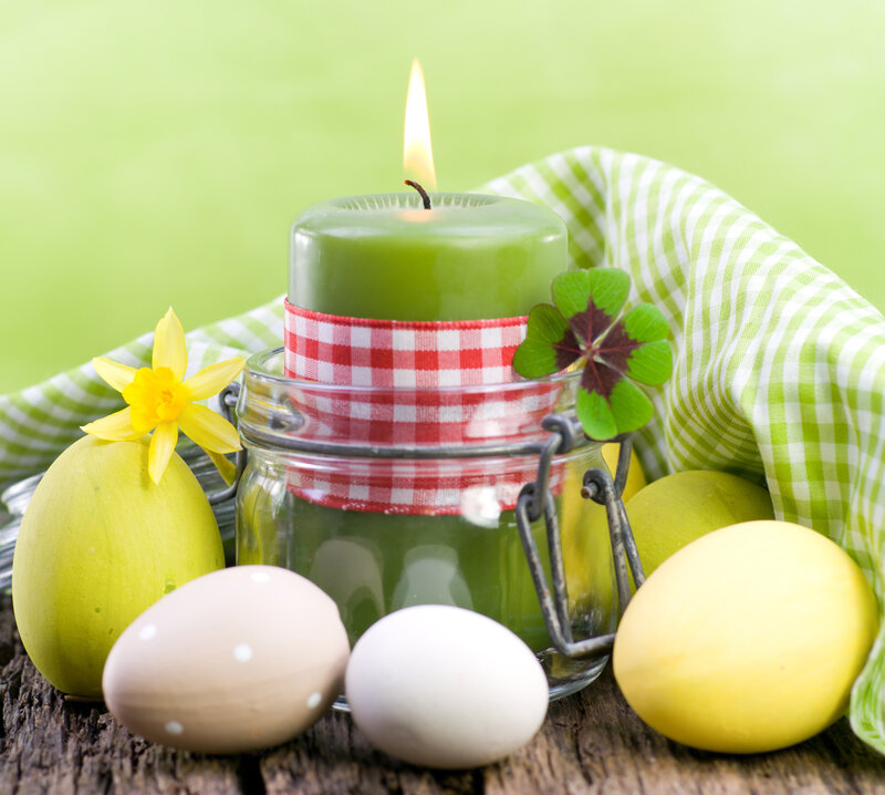Green Candle with Eggs