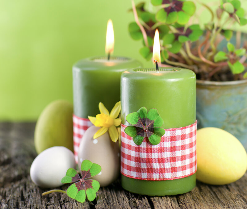Green Candles with Clovers
