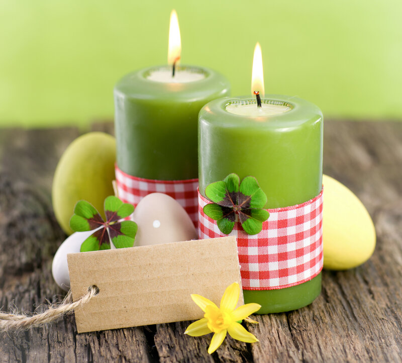 Green Candles with Eggs