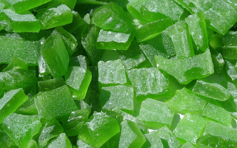 green candy pieces