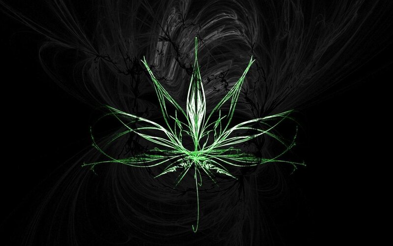 Green cannabis leaf fractal art