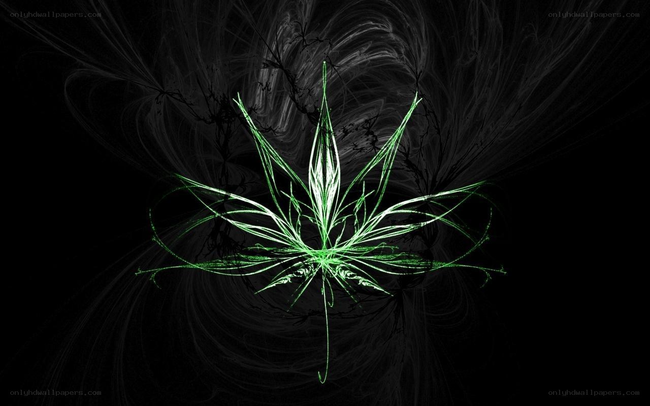 Green cannabis leaf fractal art