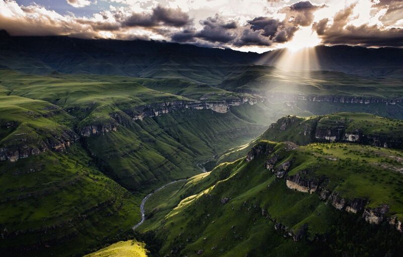 Green Canyon Landscape — Dramatic, Sunrise