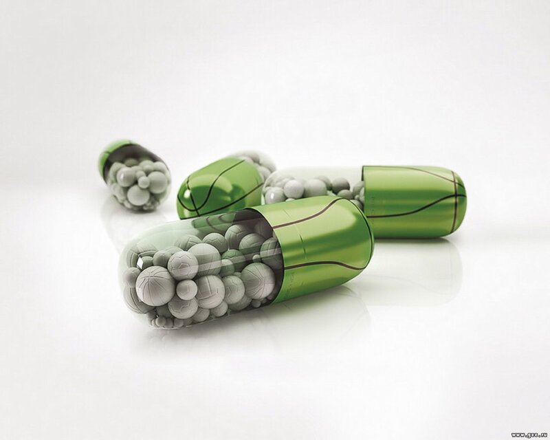 Green capsules with spheres