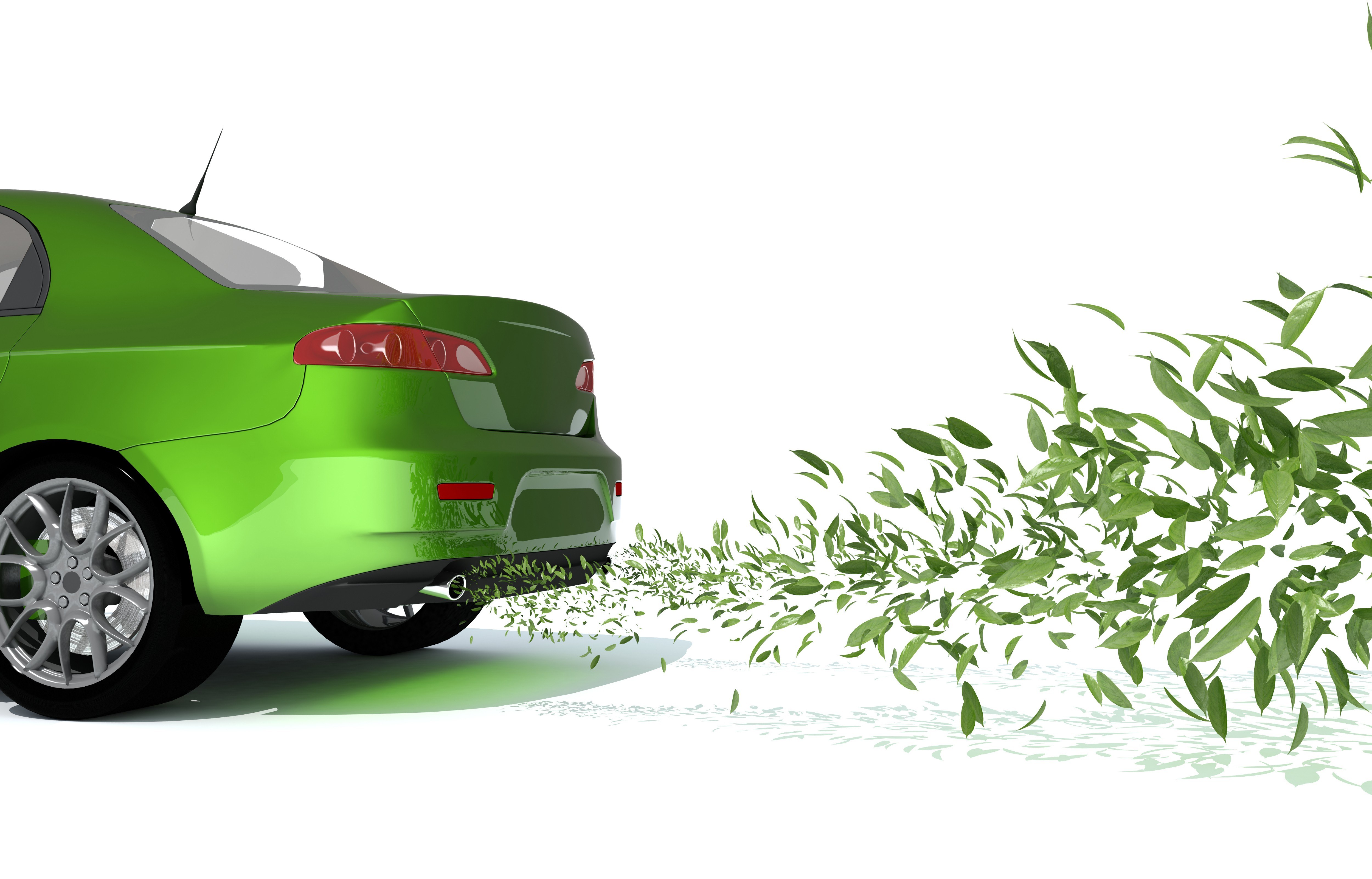 green car emitting leaves