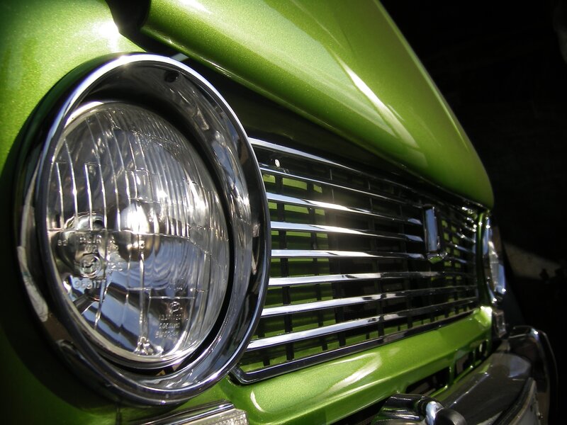 Green Car Front — Dramatic