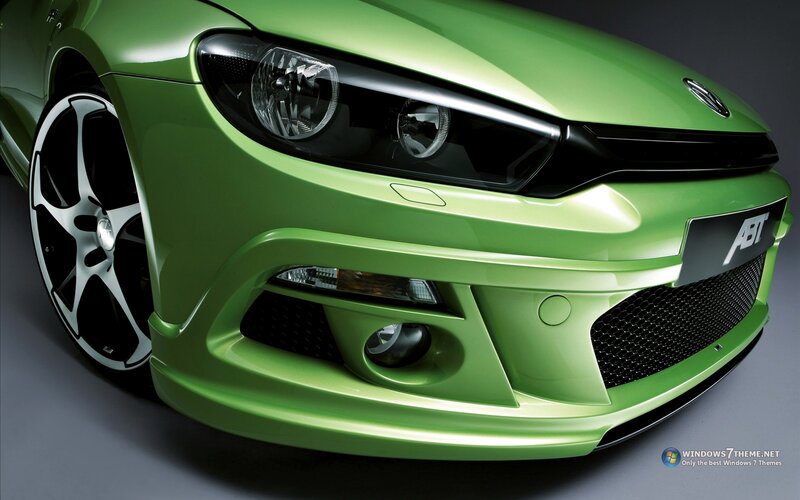 Green Car Front View — Dramatic