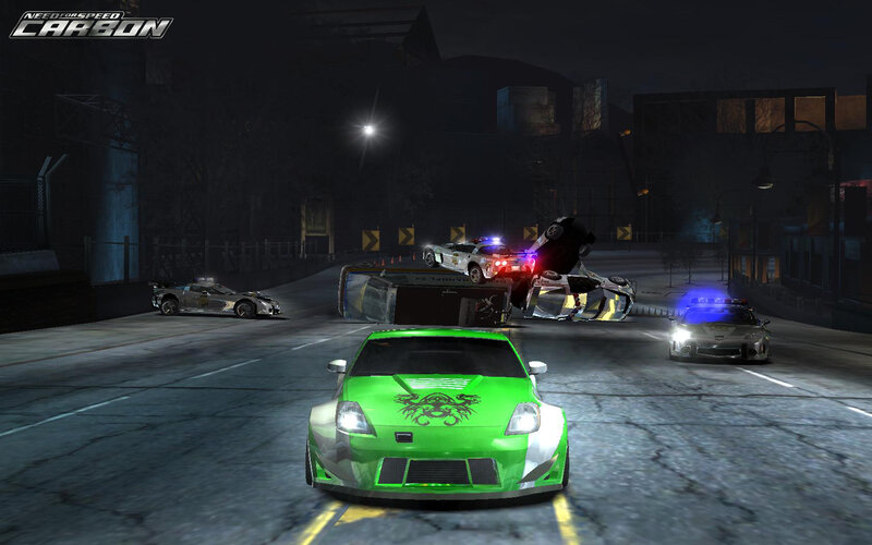 Green car in police chase