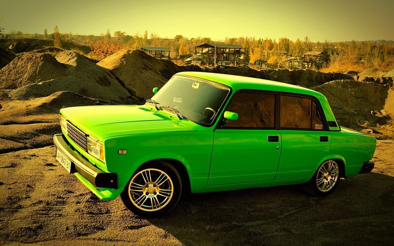 green car in quarry