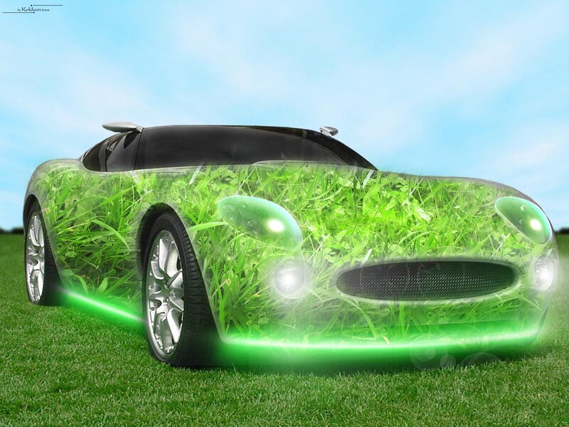 green car on grass
