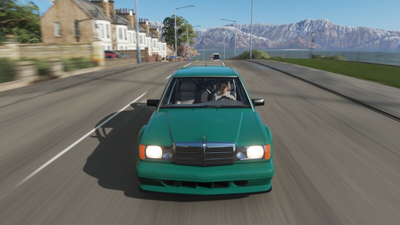 Green Car on Road — Calm, Afternoon, 3d Render