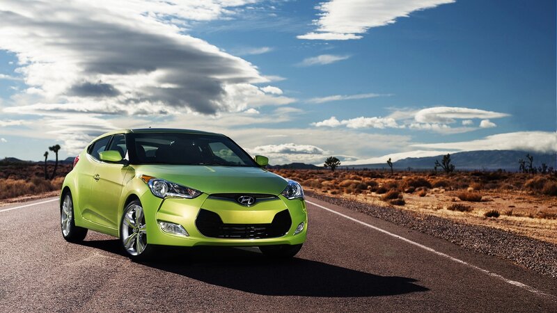Green Car on Road — Lime Green
